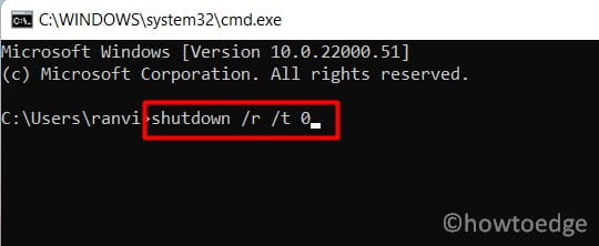 Shut down or Restart Windows 11 - via CMD