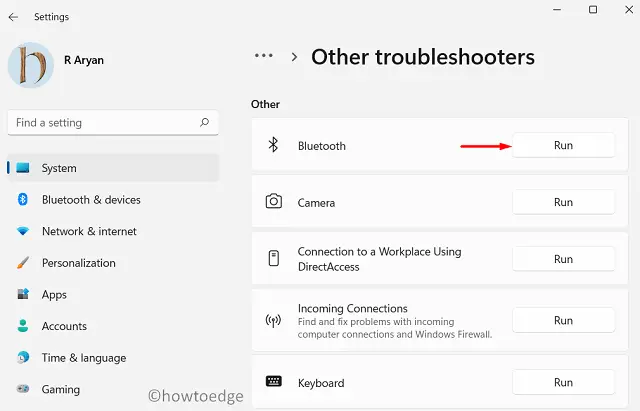 Bluetooth Not working in Windows 11 - Run Bluetooth