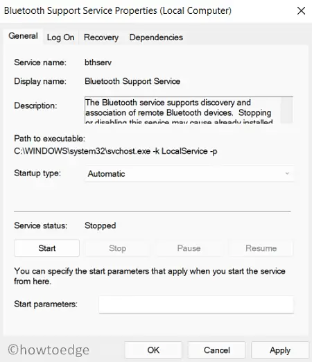 Bluetooth Not working in Windows 11 - Start BSS