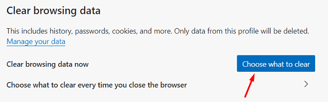 Choose what to clear - Microsoft Edge Keeps Crashing