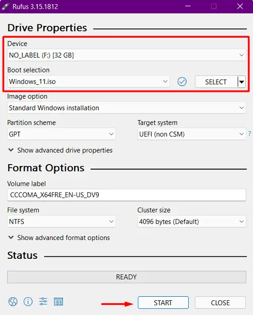 Create Windows 11 ISO bootable via Rufus