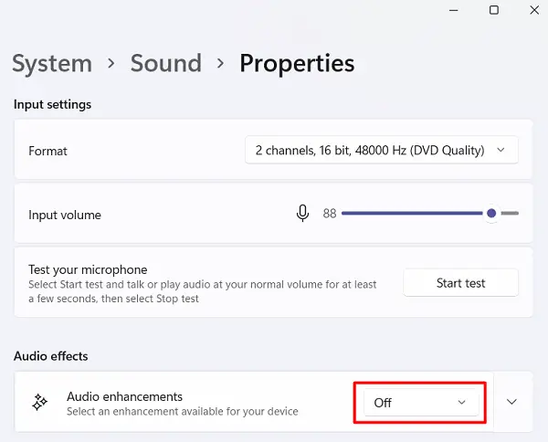 Disable Audio Enhancements on Windows 11