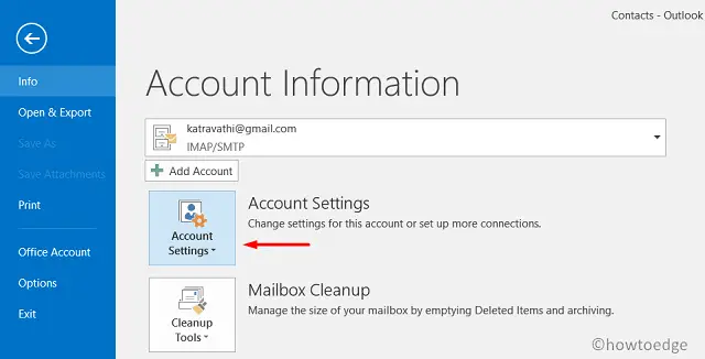 Outlook Account Settings