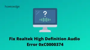 Realtek High Definition Audio Error 0xC0000374