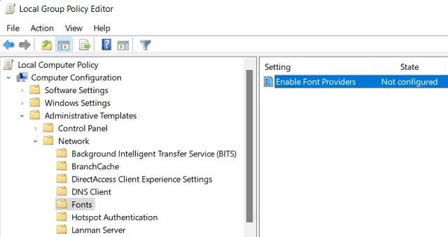 Block New Fonts from downloading in Windows - Edit group Policy