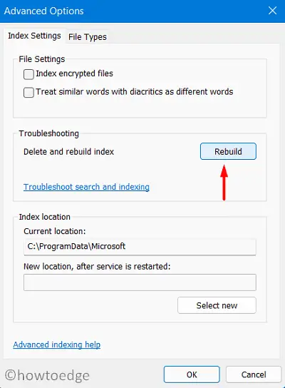 Rebuild Indexing Options