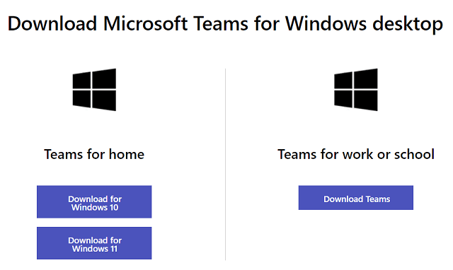 Choose the Teams version