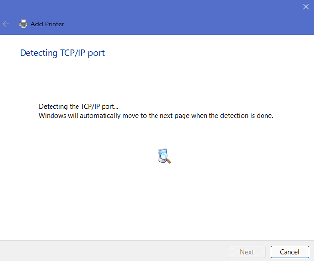 add a Network Printer - Windows detecting that