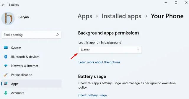 How to uninstall Your Phone App on Windows 11