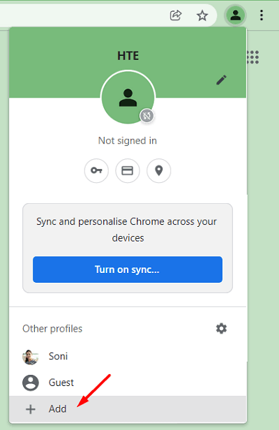 Add new user profile on Google Chrome