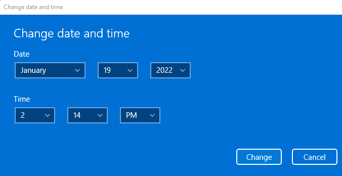 Change date and time