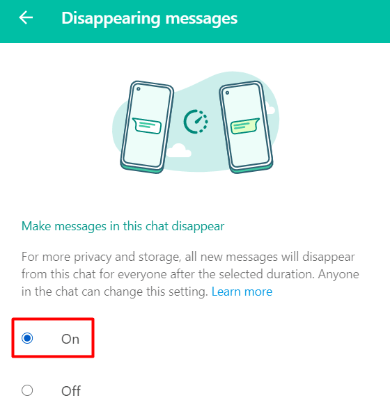 Enable Disappearing Messages on WhatsApp Web