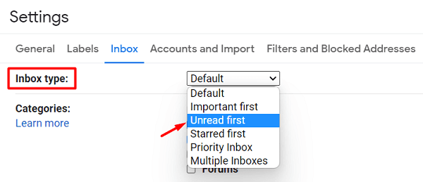 View All Unread Emails in Gmail - Select Unread first