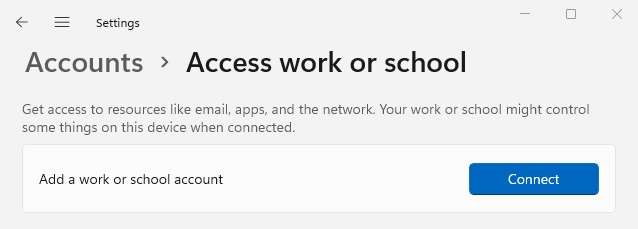 Add a work or school account