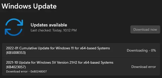 Error 0x80248007