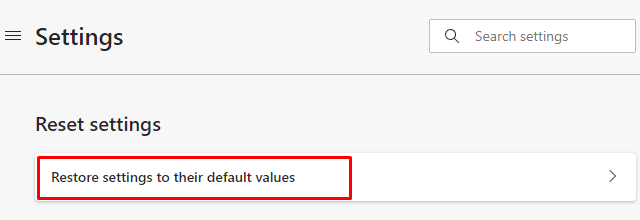 Restore settings to their default values in Edge