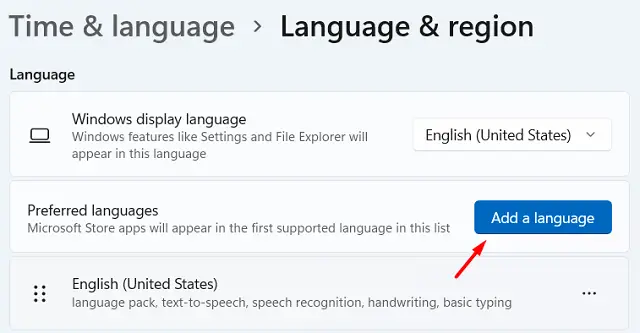 Add a language in Windows 11