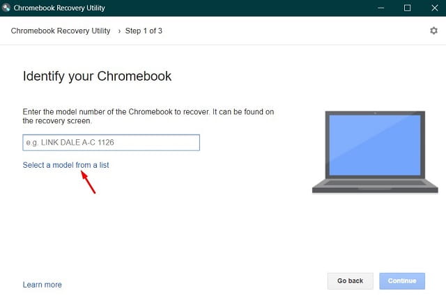 Install Google Chrome OS Flex - Select Model