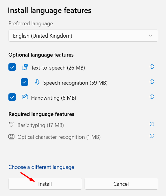 Install language features in Windows 11