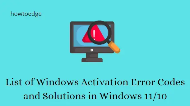 List of Windows Activation Error Codes and Solutions