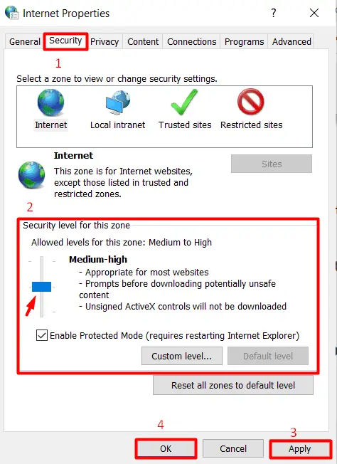 Security Level for this zone - SSL Connection Error in Chrome