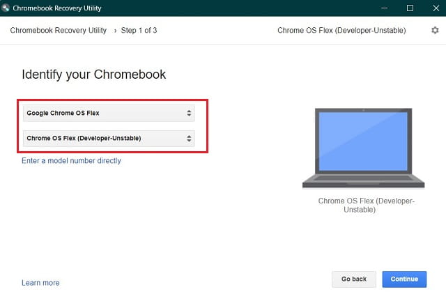 Select Chrome OS Flex to download