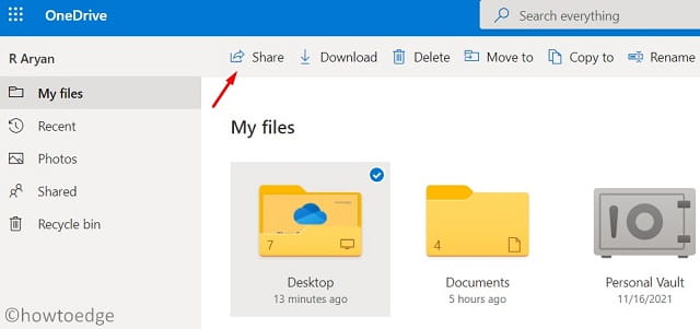 Share OneDrive Files or Folders in Windows 11