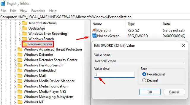 modify the registry - NoLockScreen
