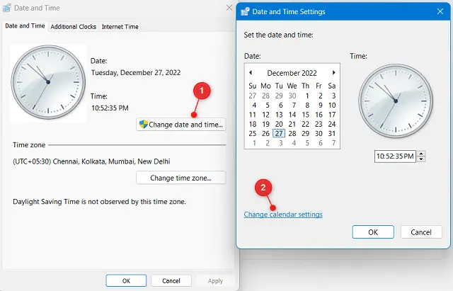 Change time format under Additional clocks on Windows 11