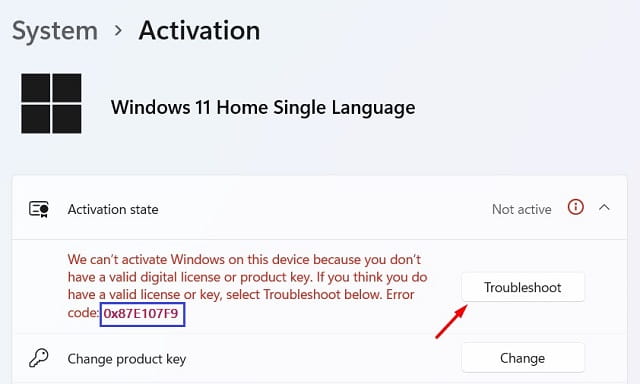 Fix Activation Error 0x87E107F9 - TroubleshootActivation