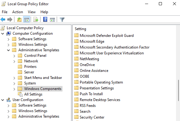 Group Policy Windows Components