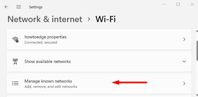 Manage Known networks