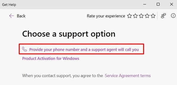 Request for a call back to activate Windows 11