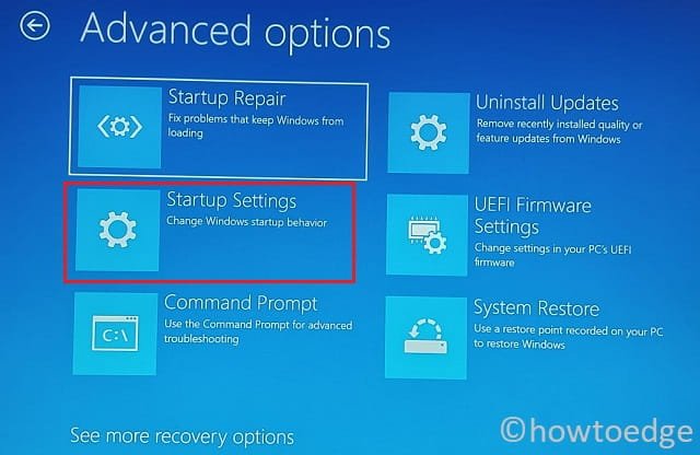 Startup Settings in Windows 11