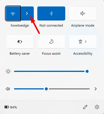 Wi-Fi quick settings