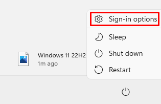 Sign-in options in Power Options Windows 11