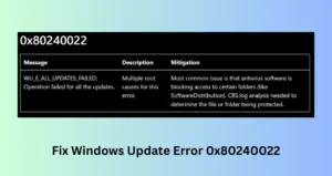 Windows Update Error 0x80240022