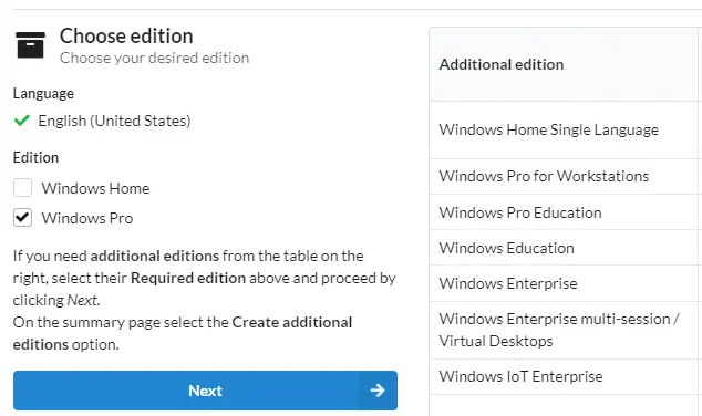 Choose Windows 11 Edition