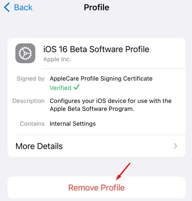 Remove Beta Profile