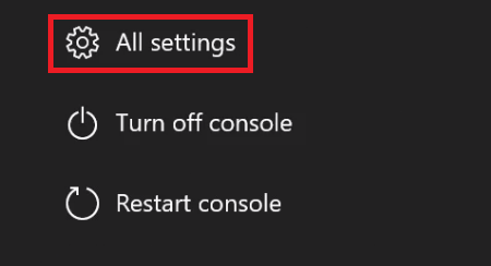 All Settings under Xbox