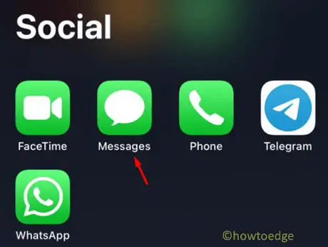 Select Messages inside Social in iPhone