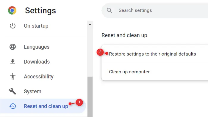 Reset and clean up