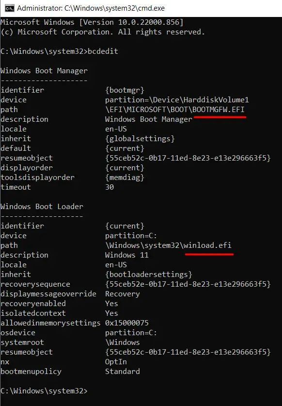 bcdedit to find UEFI or BIOS