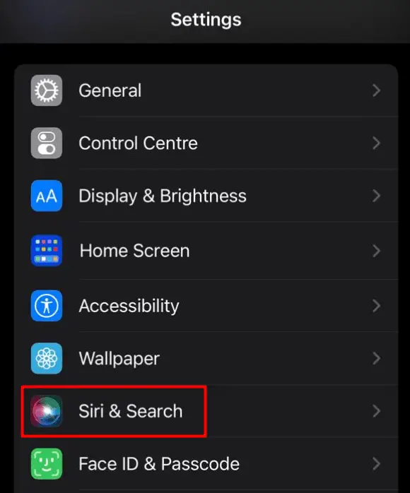 iPhone Settings Siri & Search