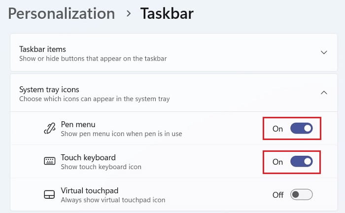 Configure System Tray icons