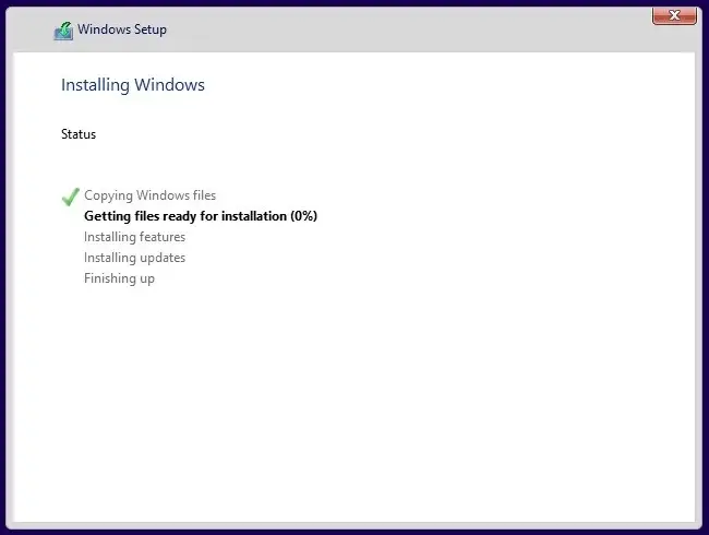 Copying Windows files when installing Windows 10 22H2