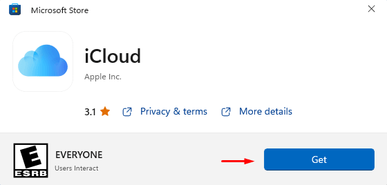 Download iCloud from Microsoft Store