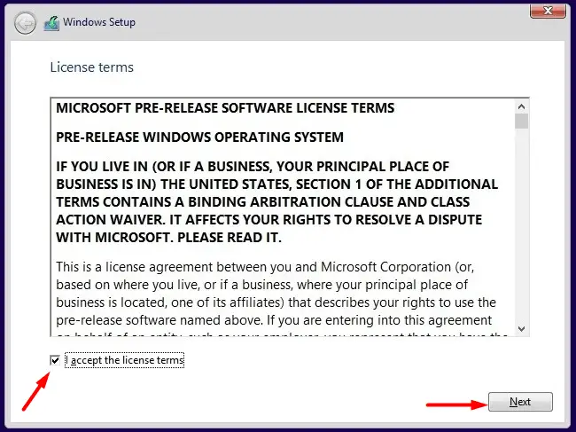 I accept Windows 10 22H2 License terms