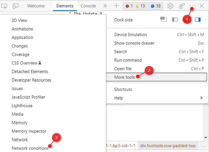 More Tools System Navigation on Edge