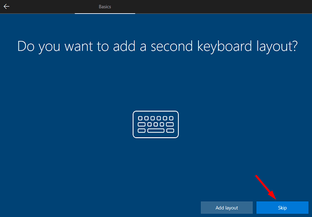 skip adding second keyboard layout